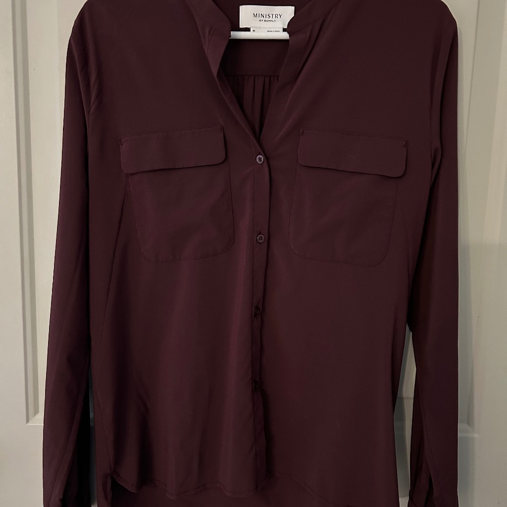 Juno Patch Pocket Blouse -  Ministry of Supply Burgundy / M